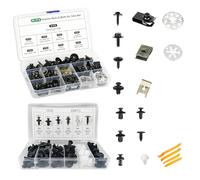 Foonary Lot de 184 vis de carrosserie - Clips de fixation pour voiture - 9 types de clips en nylon et rivets en plastique - Avec clips en métal et en plastique - Avec outils de démontage
