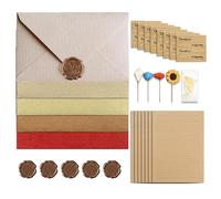 Foonary Lot de 31 feuilles de papier à lettre vintage avec 5 enveloppes rétro 8 lettres d'amour A5 et 5 sceaux de cire autocollants pour anniversaire, invitation, cartes de vœux
