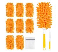 Foonary Lot de 8 plumeaux lavables avec poignée et sac à linge, recharge d'aimant à poussière pour accessoires ménagers Swiffer, 360 ° Heavy Duty Duster pour le nettoyage humide et sec