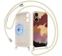 Foonary Magnétique Coque Handykette pour iPhone 17 avec Cordon, Compatible avec MagSafe Étui, Aesthetic Léopard Géométrique Motif Case, Silicone Housse avec Réglable Lanyard pour iPhone 17 6,3"