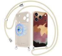 Foonary Magnétique Coque Handykette pour iPhone 17 Pro Max avec Cordon, Compatible avec MagSafe Étui, Aesthetic Léopard Géométrique Motif Case, Silicone Bumper Housse avec Réglable Lanyard 6,9"