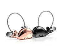 Foonii 1 Paire de Couple Porte-clés, Magnétique Détachable Keychain Baisers Baleine Couple Clés Anneaux en Alliage, pour mâle et femelle valentin idée cadeau (Noir et Rose Or)