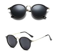 FOOOZ Lunettes de soleil rondes de mode femmes lunettes de soleil de créateurs femmes lunettes de soleil pour femmes/hommes Vintage, BlackGray, comme image