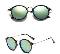 FOOOZ Lunettes de soleil rondes de mode femmes lunettes de soleil de designer femmes lunettes de soleil pour femmes/hommes Vintage, BlackGold, comme image