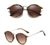 FOOOZ Mode lunettes de soleil rondes femmes lunettes de soleil de créateur femmes lunettes de soleil pour femmes/hommes Vintage, LeopardTea, comme image