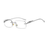 FOOOZ Mode sans monture Rectangle lunettes de soleil femmes rétro décoration clair océan lentille lunettes hommes lunettes de soleil nuances UV400, argent clair