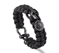 FOOOZ Nordic Outdoor Longe Bracelets Hommes Antique Vikings Accessoires Survival Paracord Bangles Handmade,Black
