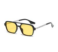 FOOOZ Rétro Double Ponts Femmes Pilote Lunettes De Soleil Mode Rose Dégradé Lunettes Tendance Creux Léopard Bleu Lunettes De Soleil Hommes Nuances, Noir Jaune, comme l'image