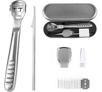 Foot File Pedicure-Foot File Care Tool Stainless Steel Razor Hard Callus Grater Corn Cutter Hard Dead Skin-Professional Pedicure Tool Kit With 10 Blades,Silver