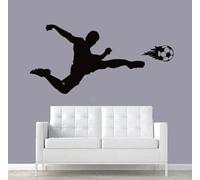 Foot Player - Sticker Mural Amovible Noir Chambre Sport Chambre Adolescent Création Ambiance Energétique 87x42cm