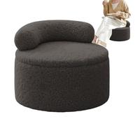 Foot Stool Ottoman - Round Ottoman | Pouf Ottomans, 40 X 40 Cm (1 Unit) Rounds Shoe Changing Stools, Upholstered Vanity With Back Support Sofa Seat | Living Room Bedroom Entryway Seating Decor