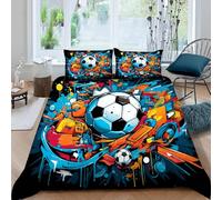 Football Abstrait Parure de Lit 2 Personnes 3 Pièces en Microfibre, Skateboard Graffiti Housse de Couette avec Fermeture Éclair 220x240 cm et 2 Taies d'oreiller 50x75 cm (Dx12558)