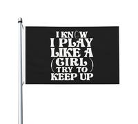 Football Américain - Je Sais Que Je Joue Comme Une Fille - Essayez De Suivre Drapeau De Jardin Avec Œillets Bannière Couleurs Vives Garden Flag Pour Célébrations Porche Maison 3X5Ft