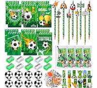 Football Cadeau Anniversaire Enfants Invités avec Crayons avec Clip Carnets Gommes Taille-crayons Marque-pages Autocollants Pochettes Zip Transparentes Foot Pinata Anniversaire Remplisseurs