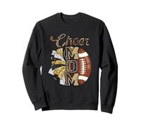 Football Cheer Mom doré et Noir à Pompon léopard Sweatshirt