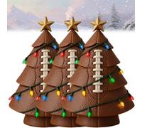 Football Christmas Tree Decor Decorations, Mini Football Ornaments for Small Tree, Lighted Footballs Ornament Fan Gift with Colorful Lights & Star for Home Desk Man Cave Holiday Decor(3PS)