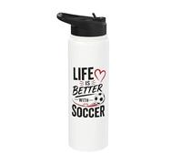 Football Collection Life is Better With Soccer Stainless Steel Insulated Water Bottle
