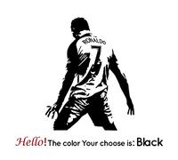 Football Cristiano Ronaldo Autocollant Mur De Vinyle Athlète De Soccer Ronaldo Décalcomanies Murales Art Mural Pour Kis Salle Décoration Salle De Séjour XL 57cm X 74cm Noir