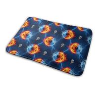 Football De Soccer Glacé, Eau, Feu, Flamme, Tonnerre Tapis De Bain Doux Tapis De Douche Lavable en Machine Paillasson Intérieur pour Salon Porte Couloir 40X60Cm