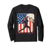 Football Drip Ice Cream Sprinkles 4 juillet Drapeau américain Manche Longue
