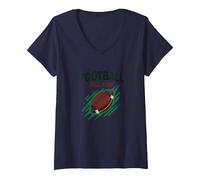 Football Forever NA NK Gridiron Passion T-Shirt avec Col en V, Femme, Bleu Marine, XXL