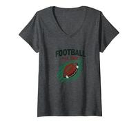Football Forever NA NK Gridiron Passion T-Shirt avec Col en V, Femme, Chiné Foncé, XL