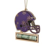 Football Helmet Money Holder Ornament, Wood Cash Gift Football Helmet Hanging Pendants for Christmas Tree, for Coaches, Players & Sports Fans Gift