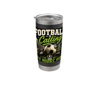 Football Is Calling & I Must Go Illustration Graphic Designs Gobelet isotherme en acier inoxydable double paroi