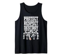 Football Lineman Motto Protect Respect Destroy Offensive Pun Débardeur