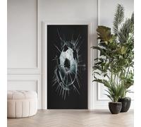 Football Minimaliste Poster de Porte 3D Trompe L'oeil, Verre Auto-Adhésif Sticker Porte pour Chambre Cuisine, Art Moderne Stickers Autocollants de Porte 73x205 cm