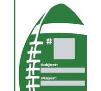 Football Player - 1 Subject Composition Notebook, 8x10, 70 Pg, Green/White Cover