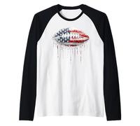Football Player Team Coach Drapeau américain USA Drip Graffiti Manche Raglan
