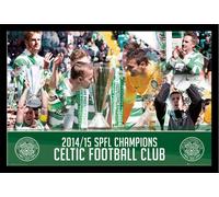 Football - Poster - Celtic FC - League Cup Winners 14-15 + cadre interchangeable, Shinsuke® Maxi MDF noir, vitre acrylique
