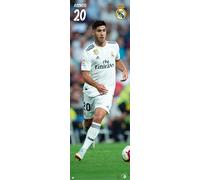Football - Poster de porte - Real Madrid - Asensio 18/19 + 2 plinthes d'affichage en plastique transparent 62 cm