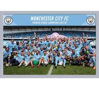Football - Poster - Manchester City - Champions 17/18 + cadre interchangeable, Shinsuke® Maxi MDF argenté, vitre acrylique
