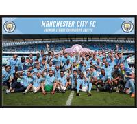 Football - Poster - Manchester City - Champions 17/18 + cadre interchangeable, Shinsuke® Maxi plastique noir, vitre acrylique