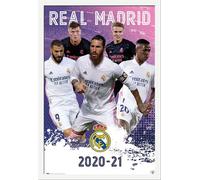 Football - Poster - Real Madrid - Groupe 20/21 + cadre amovible, Shinsuke® Maxi MDF blanc, vitre acrylique