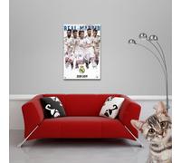 Football - Poster - Real Madrid - Players 18/19 + 2 Pc. plinthes en bois 61 cm noir