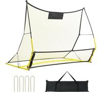 Football Rebounder - Double filet portable Paroi rebondissante - 25,4 x 25,4 mm - Tube de fer & filet PE - Enfants & adolescents - But de football ajustable - Rebounder Kicker - Jaune