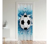 Football Rideau de Porte 150x203cm Enfants Rugby Sports Rideau Occultant Rideaux Soccer Ball Jeux Rideaux Interieur Salon Chambre Jeux Bleu Blanc Rideaux Exterieur d'entrée