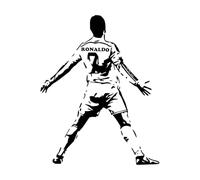 football Ronaldo Stickers Murals Vinyl Athlètes Chambre Jeu Fan Black 57x72cm