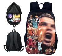 Football Sac à Dos pour Enfant, Sac d'École CR-7 Imprimé Dessin Animé Cartable, Sac à Dos de Voyage avec Motifs de Football Stars, Convient aux Fans de Football et aux Garçons(40*30*13cm)