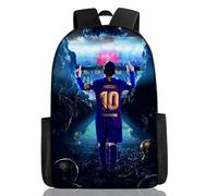 Football Sac à Dos pour Enfant, Sac d'École Messsi Imprimé Dessin Animé Cartable, Sac à Dos de Voyage avec Motifs de Football Stars, Convient aux Fans de Football et aux Garçons(40*30*13cm)