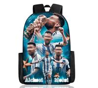 Football Sac à Dos pour Enfant, Sac d'École Messsi Imprimé Dessin Animé Cartable, Sac à Dos de Voyage avec Motifs de Football Stars, Convient aux Fans de Football et aux Garçons(40*30*13cm)