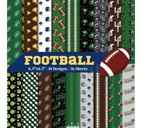 Football Scrapbook Paper Craft Pad: 18 Footy Pattern Designs, 36 Double-Side Sheets Printed on 8.5"x8.5" Sized Paper. Perfect for Card Making, Rugby ... Decoupage, Mixed Media, DIY Project & More!