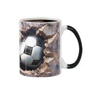 Football - Tasse de couleur sensible à la chaleur, coffret cadeau en céramique pour boissons chaudes | Motif de fissure de football 3D Nouveauté Tasse à thé de sport pour les fans, les adultes