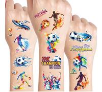 Football Tatouage Enfant, 12 Feuilles Foot Tatouage Ephemere Paillette, Tatouages Decoration Anniversaire Enfants, Cadeau Anniversaire pour Garçons Filles, Etanche Tatouages Paillettes Enfants