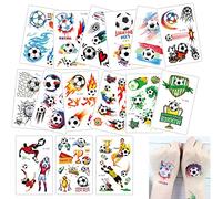 Football Tatouage Temporaire Enfant, 15 Feuilles Etanche Tatouage Ephémère Kit, Football Tatouage Enfant Garçon Cadea Décoration De Fête Fournitures de Fête d'Anniversaire de Tatouage pour Enfants