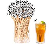 Football Toothpicks for Appetizers, Long Appetizer Picks Baseball Soccer Cupcake Toppers, 100-Piece Decorative Food Skewers for Sandwiches, Holiday, and Birthday Party Decorations