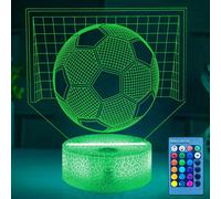 Football Veilleuse, 3d Led Lampe Optique Illusion Veilleuse Enfant, Illusion Soccer Table Lampe, Télécommande 16 Couleurs Changeantes Dimmable, Cadeau De Noël Pour Filles Garçons Chambre Décor